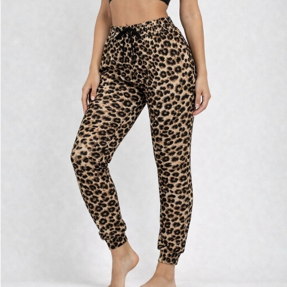 Leggings Depot Womens Leopard‎ Print Fleece Lined Jogger Pants Size 2XL NWT